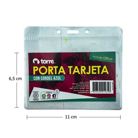 Dibujo técnico del porta credencial horizontal con las medidas indicadas y un cordón.