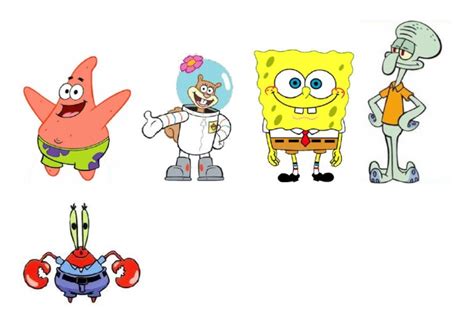 Ilustración de los personajes de Bob Esponja con su clasificación biológica real