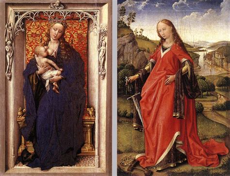 Comparación de imágenes: Izquierda: Piedad gótica (Vesperbild), Derecha: Piedad de Roger Van der Weyden