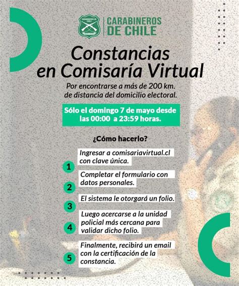 Infografía que muestra los pasos para ingresar a la Comisaría Virtual y seleccionar el trámite de constancia por pérdida de documentos.