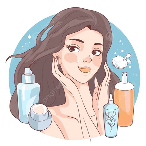 Mujer feliz cuidando su piel, con productos de belleza y tratamientos estéticos