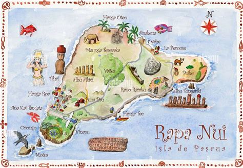Mapa ancestral de Rapa Nui con la delimitación de territorios tribales