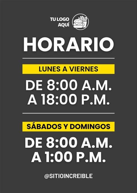 Infografía mostrando los horarios de servicios como peluquería y piscina
