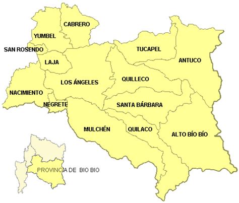 Mapa de la Región del Biobío destacando la Provincia de Concepción y las comunas con más proyectos adjudicados