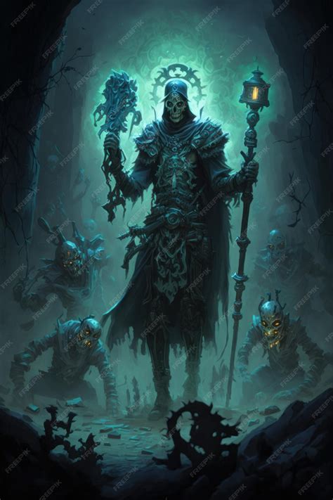 Ilustración de un nigromante realizando un ritual en una encrucijada