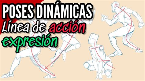 Esquemas de personajes mostrando líneas de acción dinámicas
