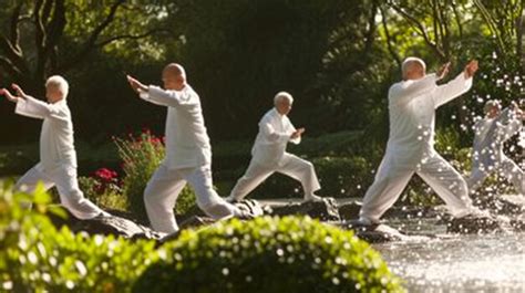 Foto: Adultos mayores practicando Taichí en un parque chino