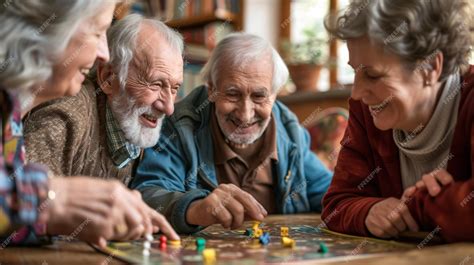 Ilustración de personas mayores interactuando socialmente, disfrutando de actividades y conversaciones.