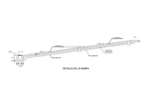 Ilustración del moldaje para rampa de hormigón con detalles de fijación