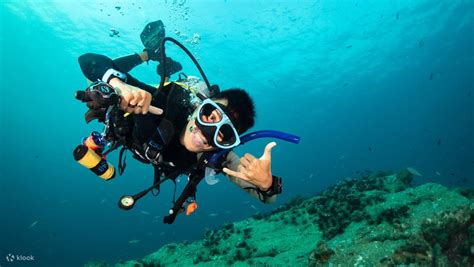 Fotografía submarina de un buceador mostrando su tarjeta PADI con un arrecife de coral al fondo