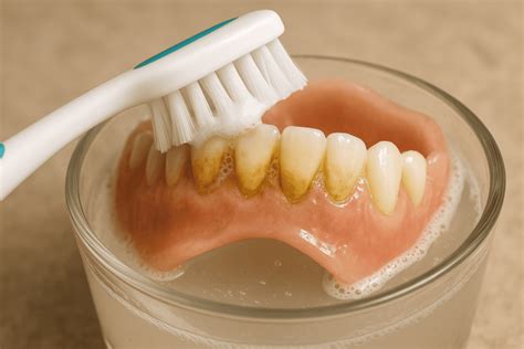 Imagen de cómo limpiar una dentadura postiza correctamente