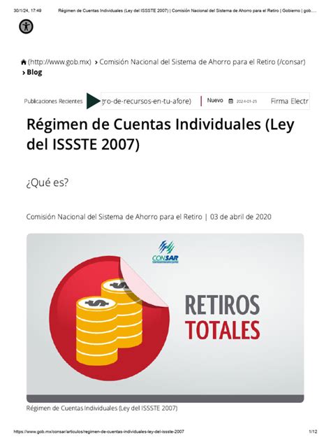 Infografía detallando el funcionamiento del Régimen de Cuentas Individuales del ISSSTE.