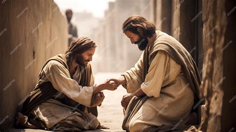 Ilustración de Jesús mostrando compasión hacia los enfermos y discapacitados