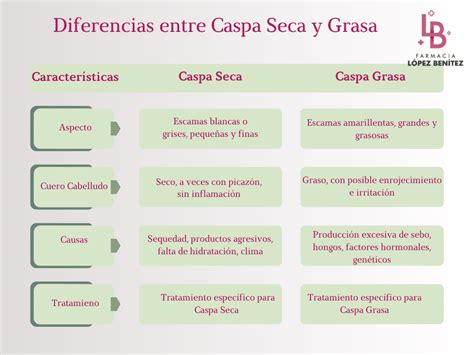 Infografía comparativa de caspa seca y caspa grasa