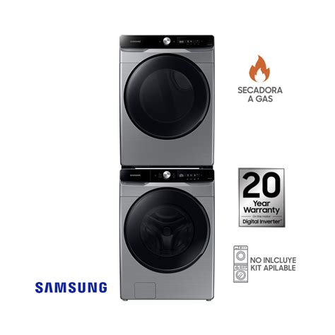 Infografía o esquema de lavadora y secadora Samsung PAIR