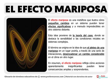 Diagrama conceptual del efecto mariposa con causas pequeñas y grandes consecuencias