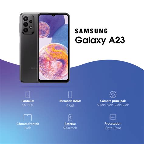 Imagen del Samsung Galaxy A23 con su interfaz simplificada.