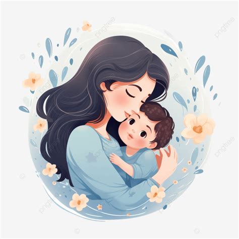 Ilustración de una madre con su hijo recibiendo un beneficio económico