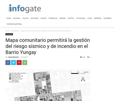 Mapa esquemático del Barrio Yungay resaltando zonas de riesgo sísmico e incendio.