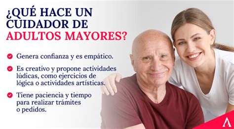 Infografía con las principales tareas de un cuidador de adultos mayores