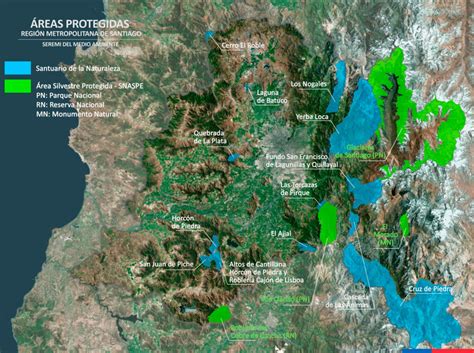 Mapa de áreas protegidas en una región