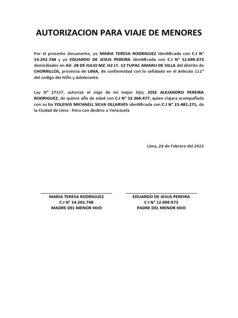 Tabla comparativa: Autorización expresa vs. tácita para viajes de menores