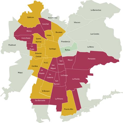 Mapa de Chile resaltando las comunas con mayor concentración de personas con discapacidad visual en la Región Metropolitana