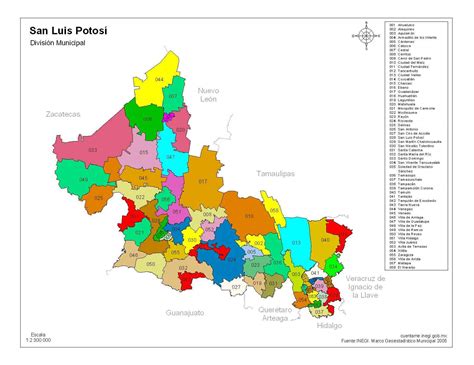 Mapa de San Luis Potosí mostrando zonas rurales y urbanas