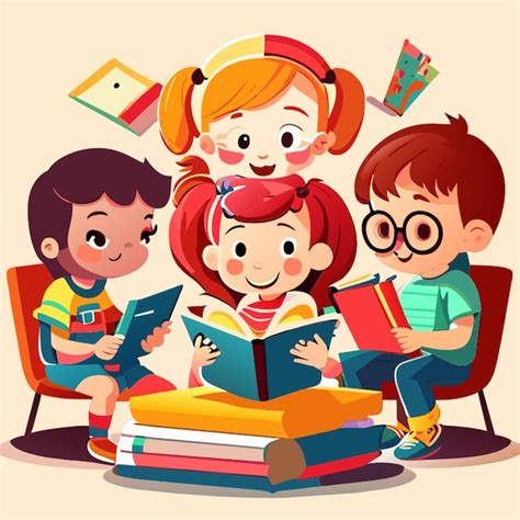 Ilustración de niños aprendiendo lengua de signos con una tablet