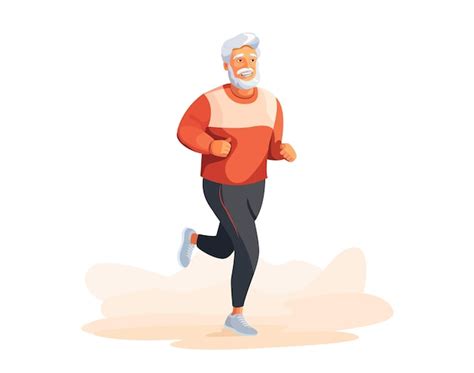 Ilustración de un adulto mayor feliz corriendo al aire libre