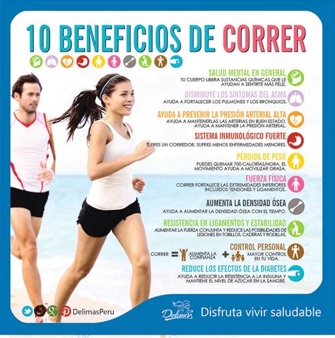 Infografía mostrando los beneficios de correr para la salud