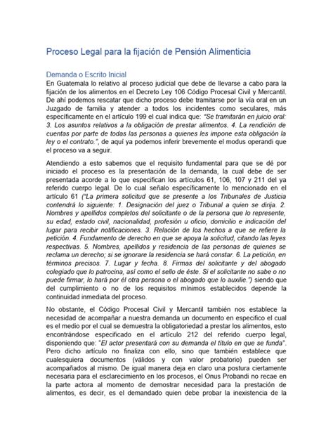 Representación gráfica del proceso judicial para la pensión alimenticia