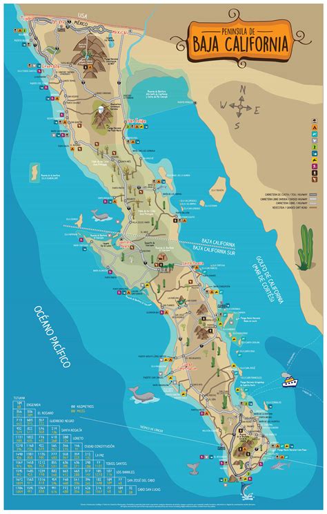 mapa de Baja California con localidades urbanas y suburbanas