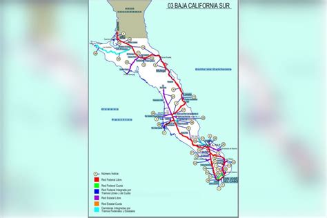diagrama de la red carretera federal de Baja California por subsectores