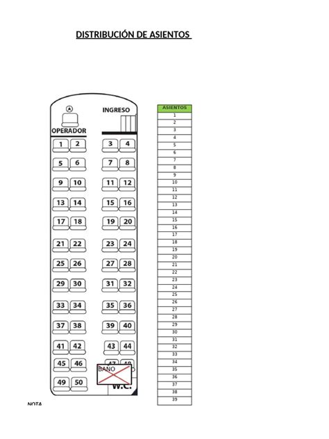 Esquema de un bus con asientos preferentes y rampa de acceso
