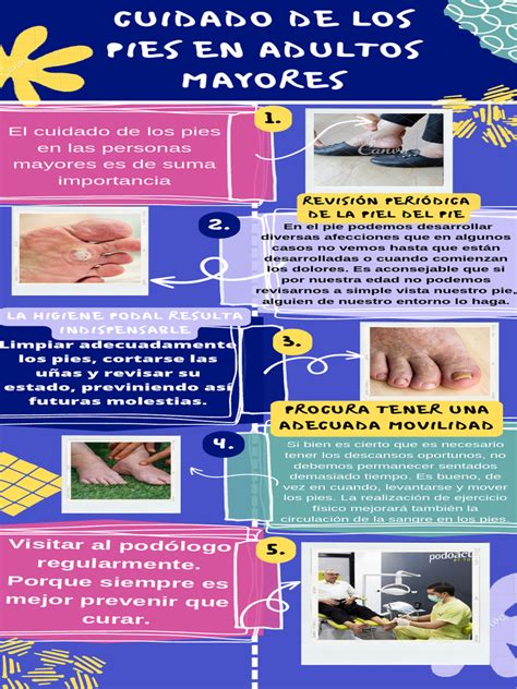 Infografía: Consejos para el cuidado diario de los pies en personas mayores