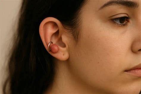 Ejemplo de queloide en un piercing de oreja