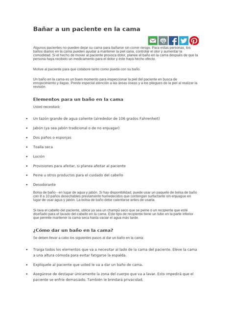 Esquema de las consideraciones clave al bañar a un paciente dependiente