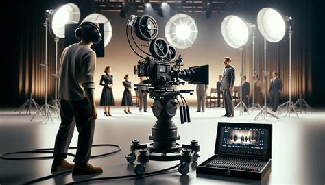 Fotografía de un set de filmación con equipos profesionales de cine y televisión
