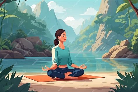 Ilustración de una persona practicando mindfulness en un entorno tranquilo