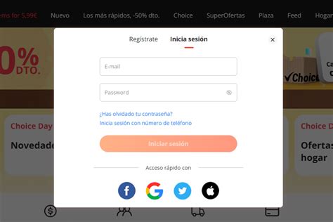Ejemplo de ventana modal de inicio de sesión de Sephora con pregunta 