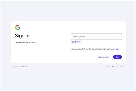 Diseño de inicio de sesión de Google con opciones de login social
