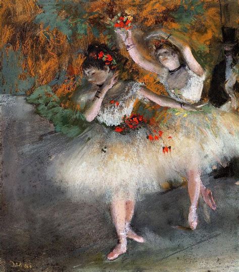 Pintura de bailarinas de Edgar Degas, realizada con pasteles