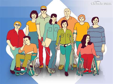 Ilustración que representa la interacción social y la inclusión de personas con discapacidad