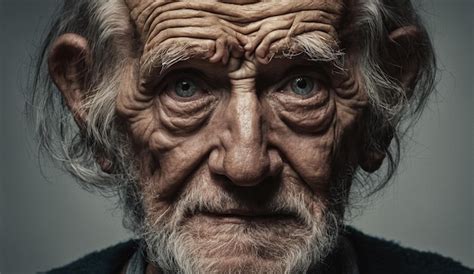 Estudio de los cambios faciales en retratos de ancianos: arrugas, contornos óseos, flacidez