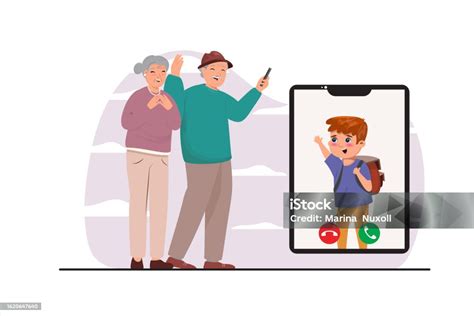 Abuelos y nietos haciendo una videollamada