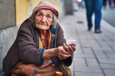 Foto de anciano en situación vulnerable pidiendo ayuda