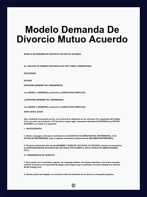 Esquema de requisitos para el divorcio de mutuo acuerdo