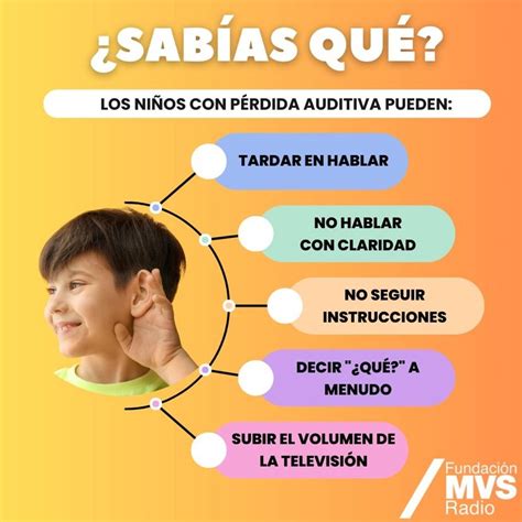 Infografía mostrando señales de alerta de pérdida auditiva en niños.