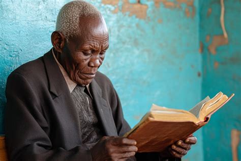 Kimani Maruge leyendo la Biblia con asistencia.